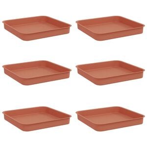vidaXL Kvadraten cvetlični pladenj 6 kos Kamnito rdeča 15 x 15 x 2 cm