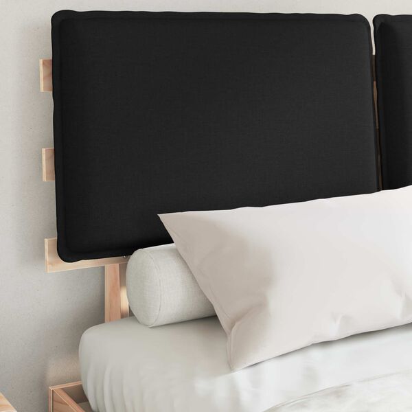 vidaXL Posteljni okvir z oblazinjenim vzglavjem Črna 135 x 190 cm