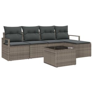 vidaXL Kavčna garnitura z blazino 6 pcs Svetlo siva poli ratan