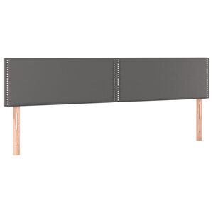 vidaXL Posteljno vzglavje siva 200x5x78/88 cm umetno usnje