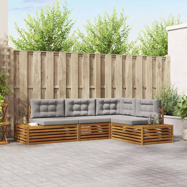 vidaXL Zunanja garnitura za sedenje 4 Kos Naravna in svetlo siva