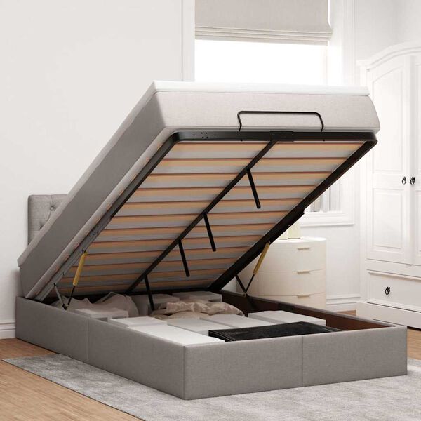 vidaXL Otomanski posteljni okvir z vzmetnico taupe 120x190 cm blago