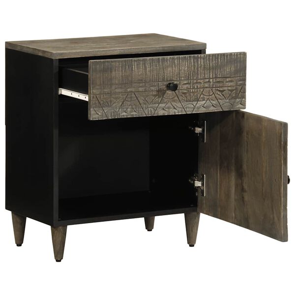 vidaXL nočna omarica svetlo siva 50x33x60 cm masivni les Mango