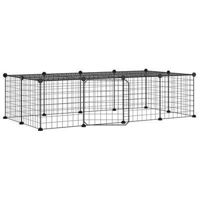 vidaXL Ograda za hišne ljubljenčke z 20 paneli črna 35x35 cm jeklo