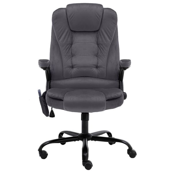 vidaXL Masažni pisarni&scaron;ki stol temno siv žamet