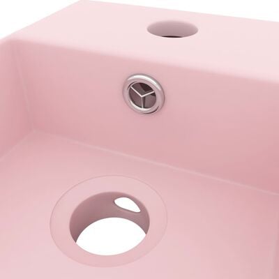 vidaXL Kopalniški umivalnik z luknjo keramičen mat roza