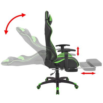 vidaXL Pisarniški stol s športnim sedežem in oporo za noge zelen