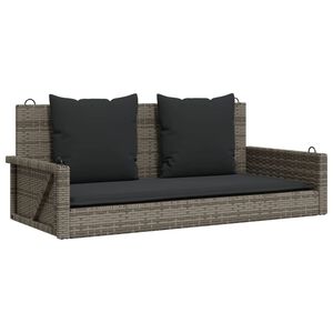 vidaXL Gugalna klop z blazinami siva 119x56x48 cm poli ratan