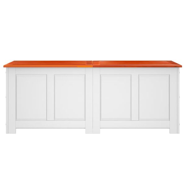 vidaXL Skrinja za shranjevanje s pokrovom rjav bel trden akacijev les