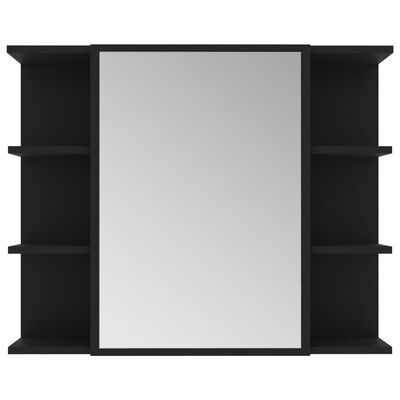 vidaXL Kopalniška omarica z ogledalom črna 80x20,5x64 cm iverna plošča