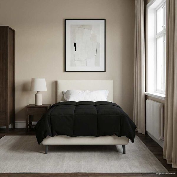 vidaXL Polna celoletna prevleka Črna 135 x 200 cm Mikrovlakna