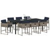 vidaXL Komplet za jedilnico v vrtu z blazino 9 pcs Siva poli ratan