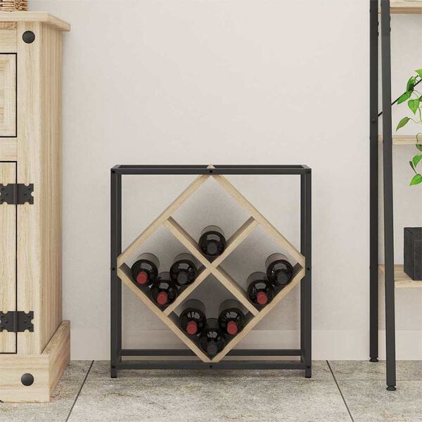 vidaXL Stojalo za vino Sonoma hrast 51 x 18 x 52,5 cm Konstruiran les