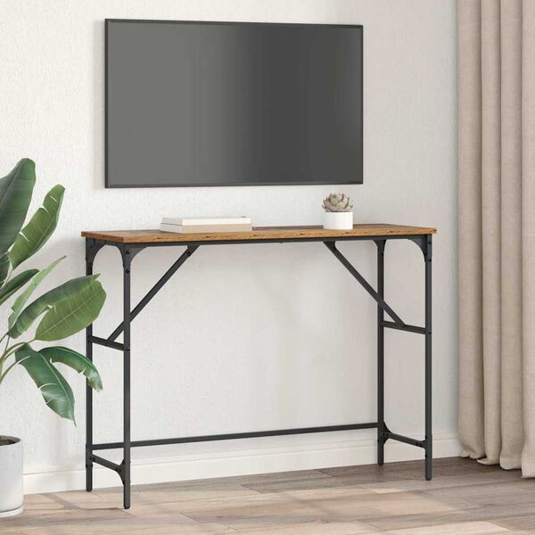 vidaXL Konzolna miza Star les 100 x 32 x 75 cm Konstruiran les