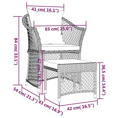 vidaXL Vrtna sedežna garnitura 2-delna z blazinami poli ratan siva