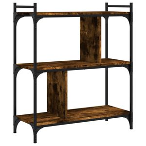 vidaXL Knjižna omara 3-nadstropna dimljen hrast 76x32x88 cm inž. les