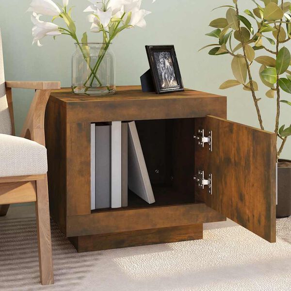 vidaXL Klubska mizica dimljeni hrast 51x50x45 cm konstruiran les