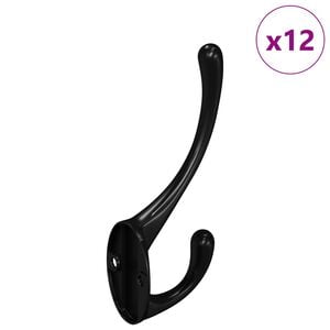 vidaXL Kavelj za oblačila 12 kos Črna 102 x 29 x 47mm Cinkova zlitina