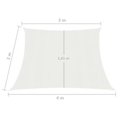 vidaXL Senčno jadro 160 g/m² belo 3/4x2 m HDPE