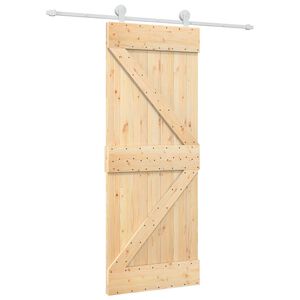 vidaXL Drsna vrata 80 x 210 cm Trdna borovina Naravna in bela