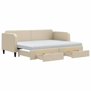 vidaXL Izvlečna dnevna postelja s predali krem 80x200 cm blago