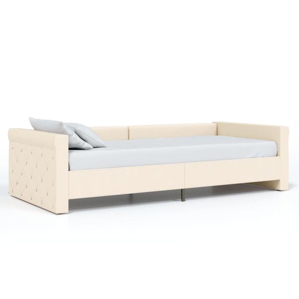 vidaXL Dnevna postelja USB krem blago 90x200 cm