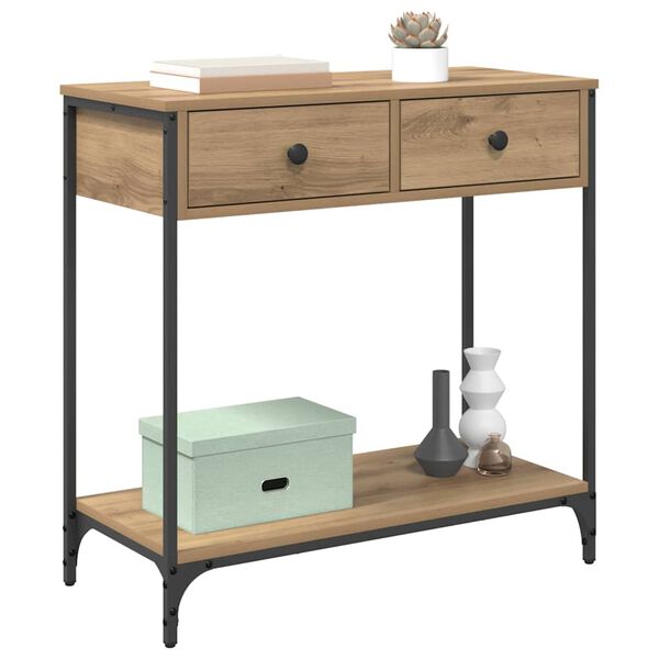 vidaXL Konzolna miza Umetni hrast 75 x 34,5 x 75 cm Konstruiran les