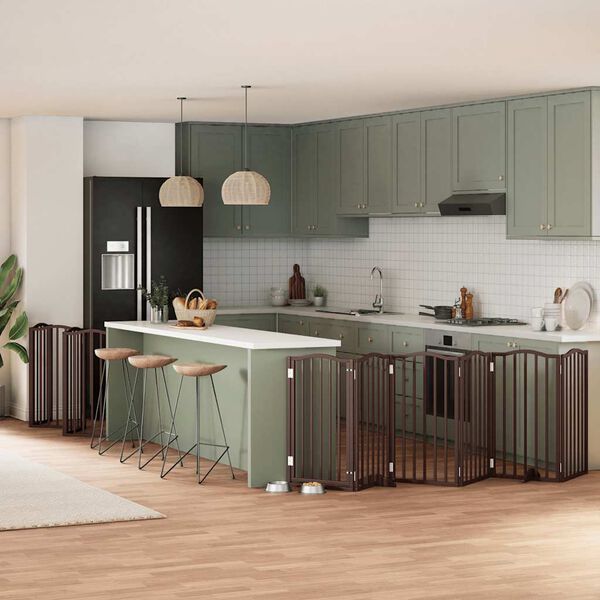 vidaXL Ograda za pse z vrati zložljiva 12 panelov rjava 600 cm les