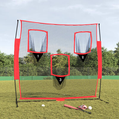 vidaXL Prenosna baseball mreža črna in rdeča 183x105x183cm poliester