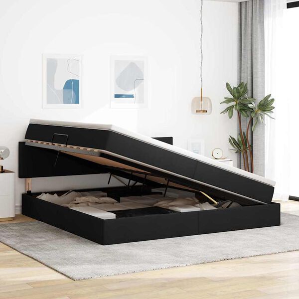 vidaXL Postelja z dodatnim prostorom za shranjevanje in LED osvetlitvijo