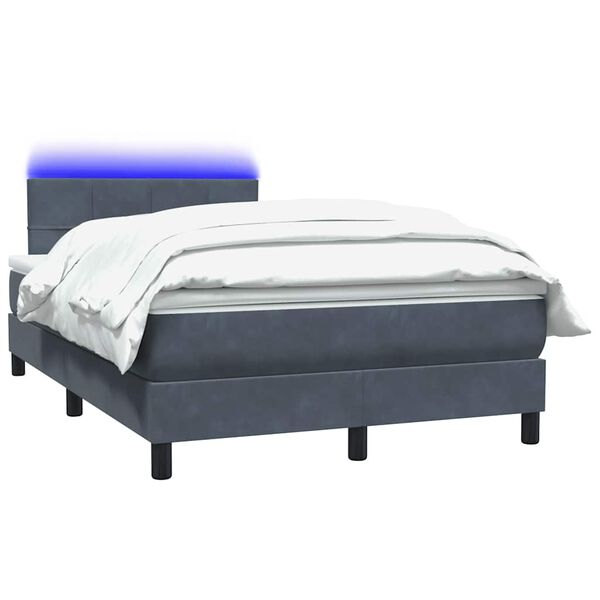 vidaXL Box spring postelja z vzmetnico LED Temno siva 120x220 cm Velvet
