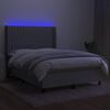 vidaXL Box spring postelja z vzmetnico LED svetlo siva 140x190cm blago