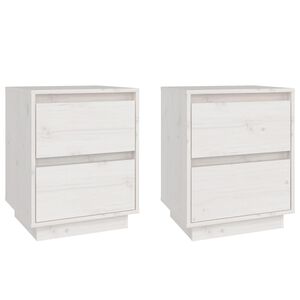vidaXL Nočna omarica 2 kosa bela 40x35x50 cm trdna borovina