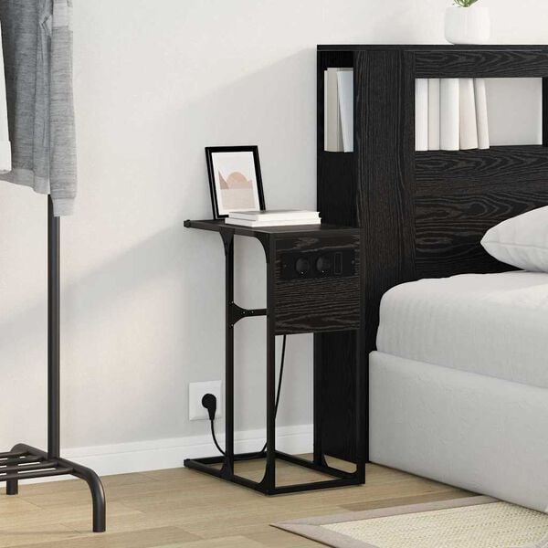 vidaXL Nočna omarica Črna Orehovina 41,5 x 26 x 60,5 cm