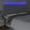vidaXL LED posteljno vzglavje svetlo sivo 180x7x118/128 cm blago