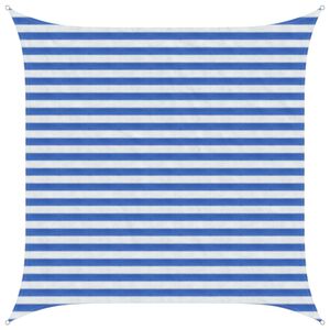 vidaXL Senčna platna 2,5 x 2,5 m HDPE Kvadrat Modra in bela