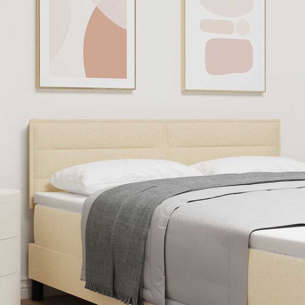 vidaXL LED glava postelje z LED lučmi krema 144 cm Poliester