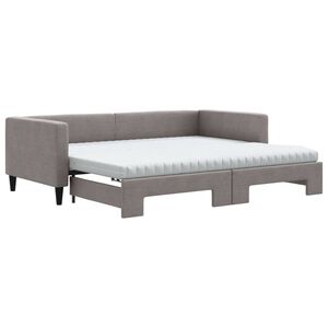 vidaXL Izvlečna dnevna postelja z vzmetnicami taupe 90x200 cm blago