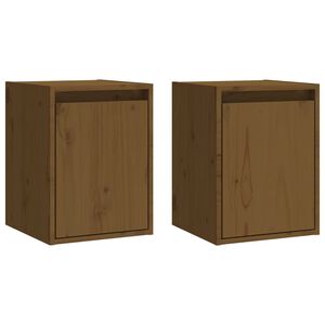 vidaXL Stenska omarica 2 kosa medeno rjava 30x30x40 cm trdna borovina