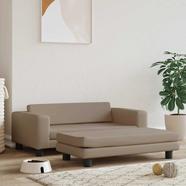 vidaXL Pasja postelja s podaljškom kapučino 100x50x30 cm umetno usnje