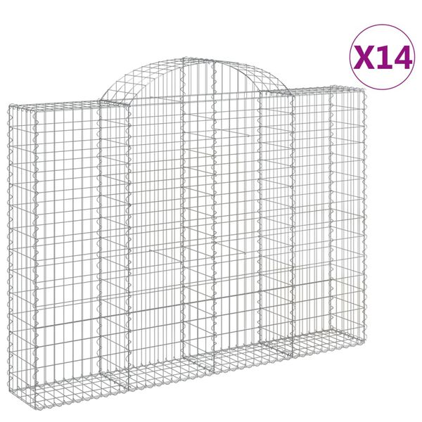 vidaXL Obokane gabion košare 14kosov 200x30x140/160cm pocinkano železo
