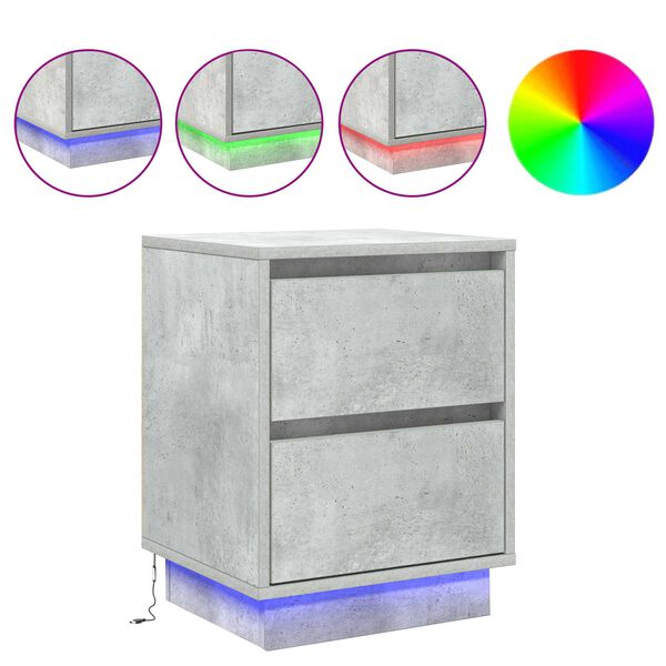 vidaXL Nočna omarica Betonsko siva 39 x 34,5 x 50 cm Konstruiran les