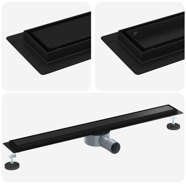 vidaXL Tu&scaron; odtok 2-v-1 z 360&deg; sifonom Črna 80 cm Nerjaveče jeklo 304