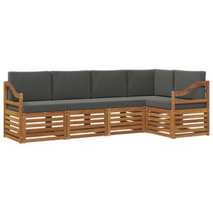 vidaXL Kotna sedežna garnitura z blazino 5 pcs Naravna in antracitna