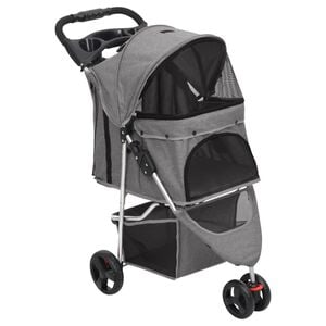 vidaXL Zložljiv pasji voziček siv 80x46x98 cm oxford blago