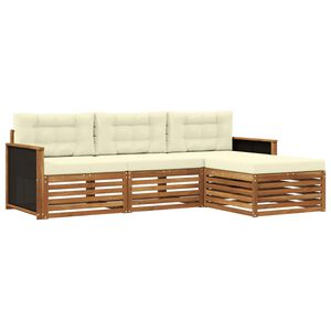 vidaXL Zunanja garnitura za sedenje 4 pcs Naravna in smetana Poliester