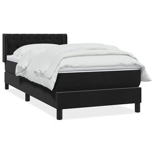 vidaXL Box spring postelja z vzmetnico črna 90x210 cm žamet