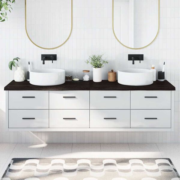 vidaXL Kopalniški pult temno rjav 200x50x(2-4) cm obdelan trden les