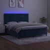 vidaXL Box spring postelja z vzmetnico LED temno modra 180x200cm žamet