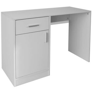 vidaXL Pisalna miza s predalom in omarico bela 100x40x73 cm
